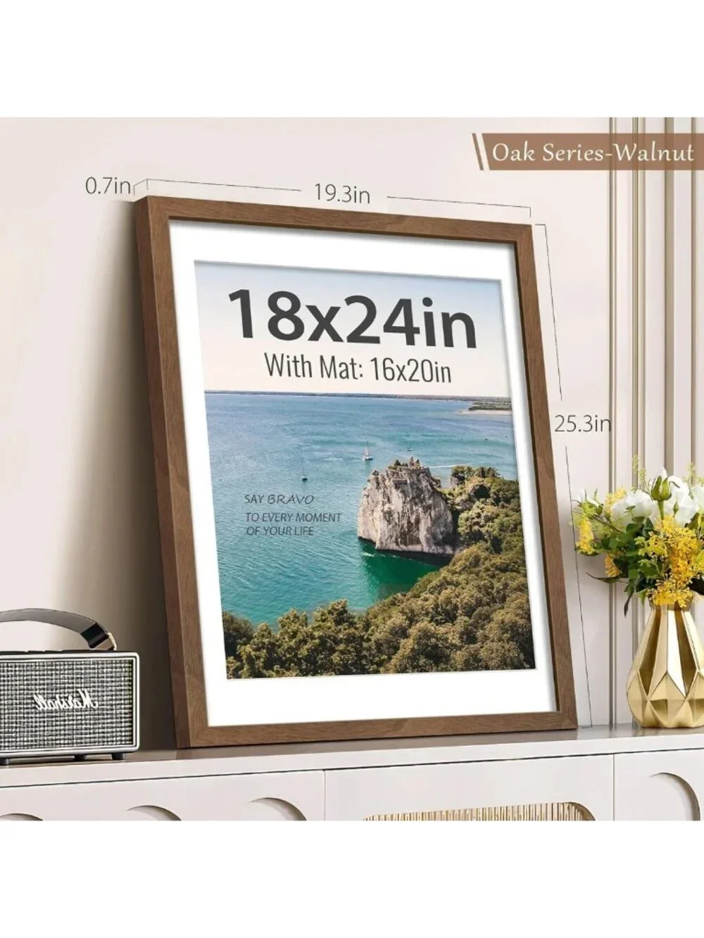 Natural Wood Grain Poster Frame Set of 5, Fits 16x20 with Mat or 18x24 Without